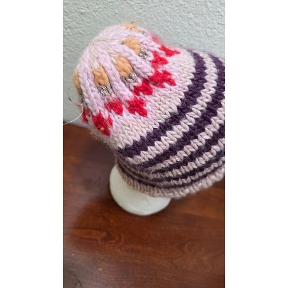 Free People Striped Knit Beanie Colorful Pattern - Adult One Size 70% Acrylic 30 - Picture 2 of 6
